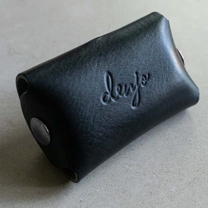 Denjo - Stockholm Leather Poop Bag Dispenser in Black