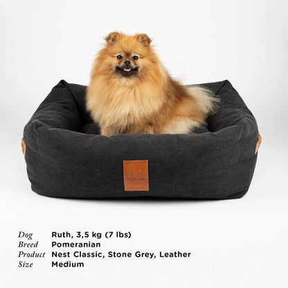 Denjo - Dog Bed Classic Nest with Leather Details